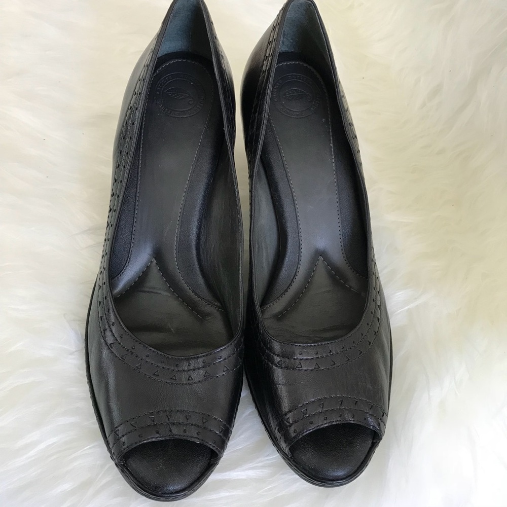 NURTURE Black “Sally” Leather Peep Toe Heel Sz 9.5 - Picture 2 of 6